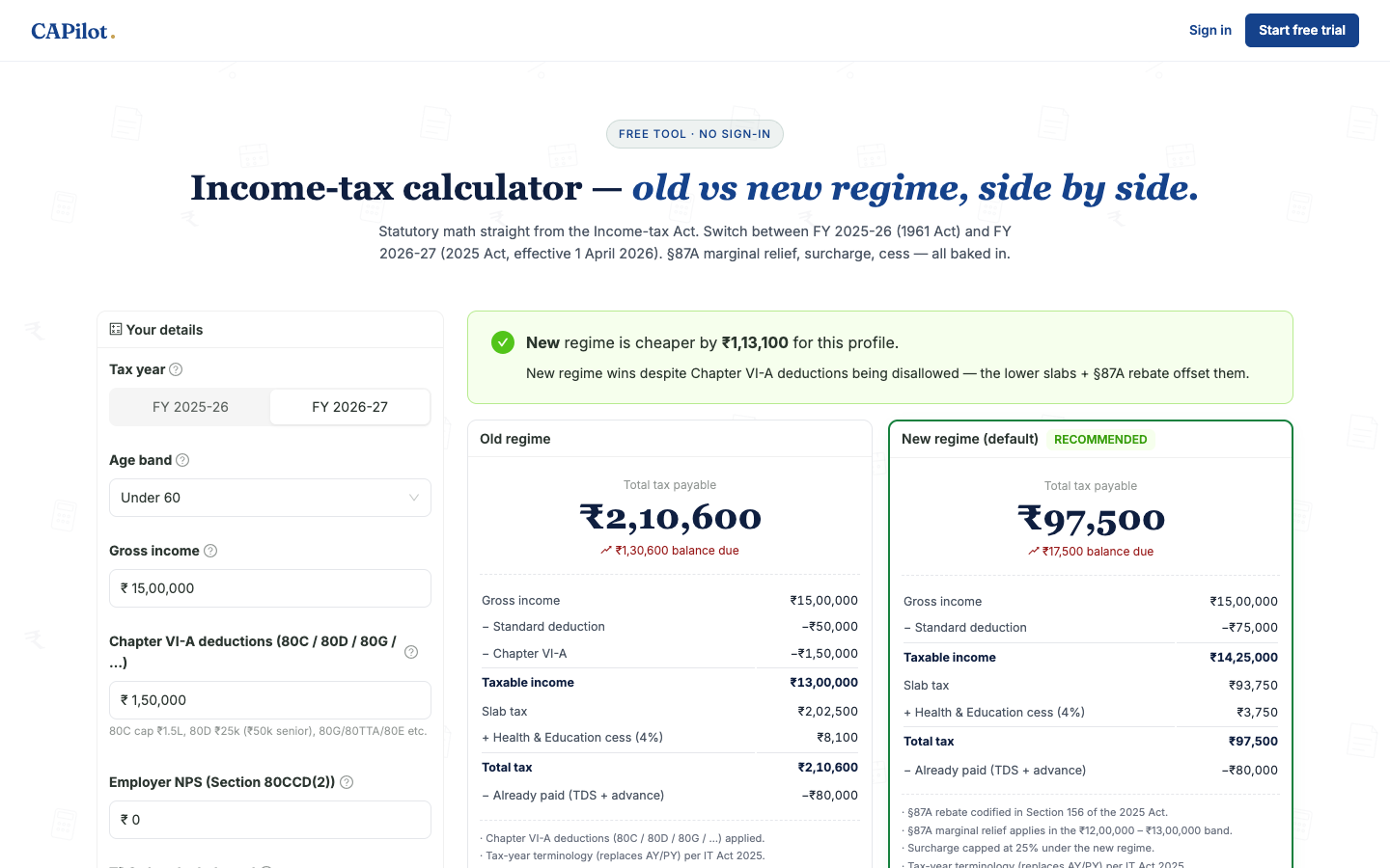 Tax calculator