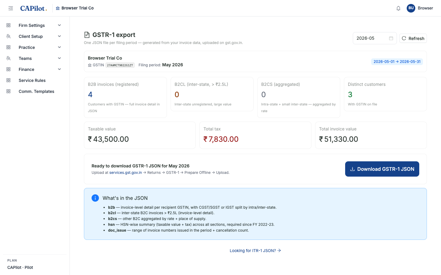 GSTR-1 export
